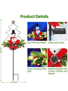 lot 32618 image: Solar Outdoor Christmas Decorations 2 Set BUCASA LED Cemetery Metal Outdoor Stake Lights IP65 Waterproof Solar Powered Pathway Lights Christmas Snowman Decorations Gifts for Holiday Yard