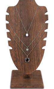 lot 32619 image: MOOCA Freestanding Necklace Easel Display Stand Holder Multiple Necklace Bust, Adjustable Slope Jewelry Showcase Stand for 6 Necklaces, 7W x 5 12D x 13 34H, Brown