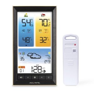 lot 32621 image: AcuRite Digital Vertical Weather Forecaster with IndoorOutdoor Temperature Humidity and Date and Time (01201M)