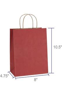lot 32624 image: Gift Bags 8x4.25x10.5 100Pcs BagDream Paper Bags Shopping Bags Kraft Bags Retail Bags, Red Stripes Paper Bags with Handles Bulk, Recycled Paper Gift Bags