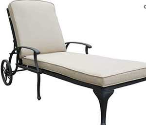 lot 9972 image: HOMEFUN Chaise Lounge Outdoor Chair with Beige Cushion