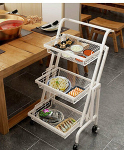 lot 9976 image: Shelf 3 Tier Rack Kitchen Cart Storage Trolley, White