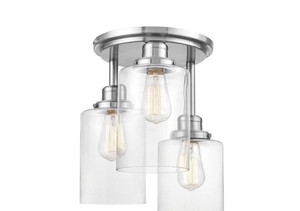 lot 44906 image: Modern Ceiling Light Fixture with Frosted Glass Lamp Shades,3 Head, WhiteChrome