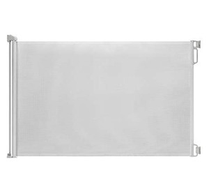 lot 44915 image: EasyBaby Products Indoor Outdoor Retractable Baby Gate, 33in.Tall, Extends up to 55in. Wide, White