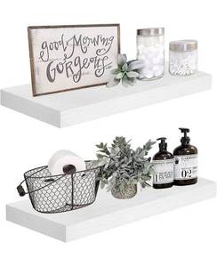 lot 44933 image: 2 - White Floating Wall Shelves, 24in.