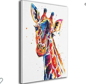 lot 44945 image: LP ART Canvas Print Wall Art Watercolor Annimals Giraffe Print