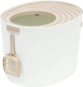 lot 44967 image: IRIS USA Top Entry Cat Litter Box with Cat Litter Scoop Black,Medium