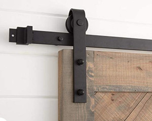 lot 44972 image: Sliding Barn Door Hardware Kit,Black,J Shape