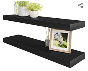 lot 45029 image: BAMEOS Floating Shelf,Set of 2, Black