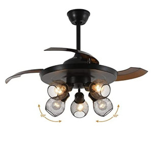 lot 45043 image: Wintpea Ceiling Fan with Lights, 5 Iron Lamp Shades and Remote Control
