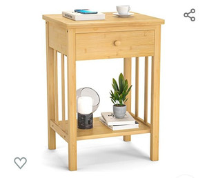 lot 45045 image: Homykic Nightstand, Bamboo Solid Wood