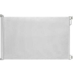 lot 45048 image: EasyBaby Products Indoor Outdoor Retractable Baby Gate, 33in. Tall, Extends up to 55in.Wide, White