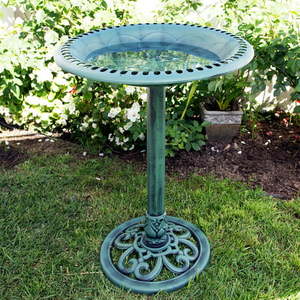 lot 45059 image: Alpine Corporation 28-Inch Outdoor Plastic Garden Bird Bath,Green