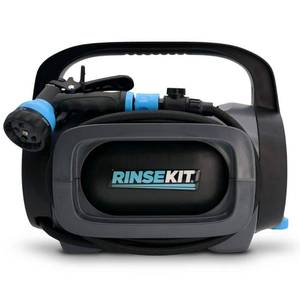 lot 45064 image: RINSEKIT RKPOD Portable Pressurized Outdoor Hot Cold Shower,Grey, 1.75 gal