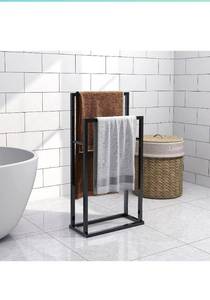 lot 45066 image: BOFENG 2-Tier Free Standing Towel Rack, Black