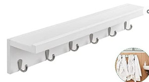 lot 45098 image: Boxce Coat Rack Shelf Wall-Mounted Wooden Hook Rack