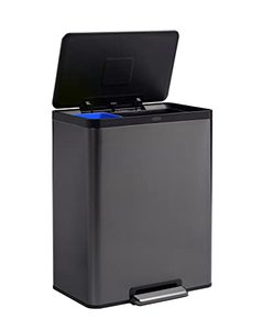 lot 45099 image: Rubbermaid Elite Stainless Steel Metal Dual Stream Step-On Trash Can