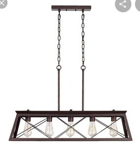 lot 45107 image: Oil Rubbed Bronze 5-Light Indoor Pendant