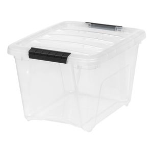 lot 45127 image: IRIS USA 19 Qt Clear Plastic Storage Box with Latchees, 3 totes, 4 Lids