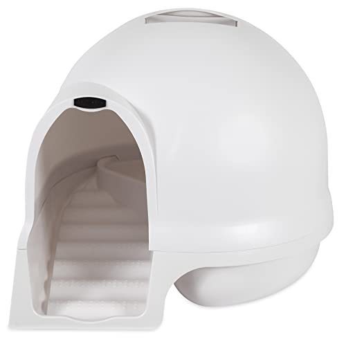 lot 5906 image: Petmate Booda Clean Step Cat Litter Box Dome (Made in the USA with 95% Recycled Materials)- Pearl White