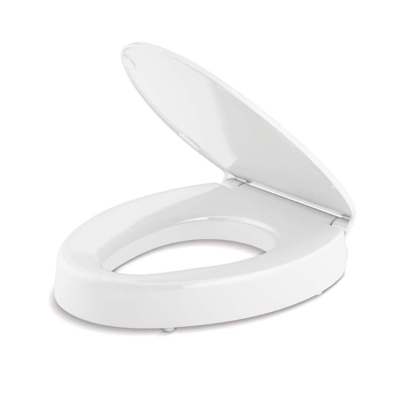 lot 5966 image: KOHLER Hyten Elevated Quiet-Close Elongated Toilet Seat in White