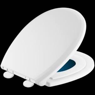 lot 6043 image: Round Front Slow-Close  Quick-Release Nightlight Family Seat in White - replacement seat no mounting brackets