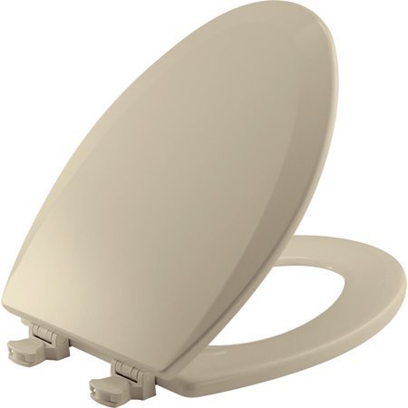 lot 5754 image: Bemis Elongated Enameled Wood Toilet Seat in Bone with Easy��Clean Hinge