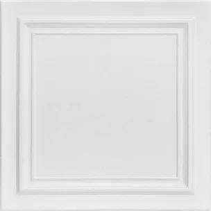 lot 5822 image: A La Maison Ceilings R24 Line Art Foam Glue-up Ceiling Tile (21.6 sq. ft.Case), Pack of 8, Plain White - small crease in one