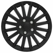 lot 5826 image: Pilot Automotive 14 Black Indy Hub Caps Wheel Covers Set of 3 - WH521-14C-B-AM - one missing