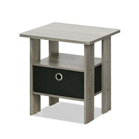 lot 5576 image: Furinno Andrey End Table Night Stand with Bin Drawer BlackGray (unknown hardware)