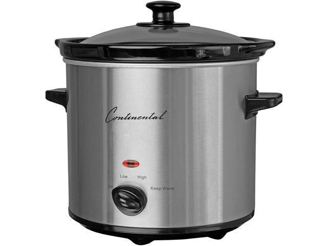 lot 5581 image: Continental Electric Slow Cooker 2-Quart Glass Lid Stainless Steel
