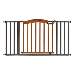 lot 2430 image: Summer Decorative Wood & Metal Safety Baby Gate, New Zealand Pine Wood and a Slate Metal Finish - 32�� Tall, Fits Openings up to 36�� to 60�� Wide, Baby and Pet Gate for Doorways