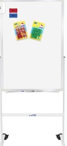 lot 3171 image: 24x36 Dry Erase Board with Stand - Adjustable Height Double Side Mobile Magnetic Rolling Whiteboard on Wheels for Home, Office & School