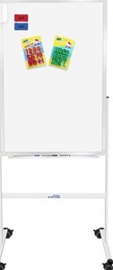 lot 3172 image: 24x36 Dry Erase Board with Stand - Adjustable Height Double Side Mobile Magnetic Rolling Whiteboard on Wheels for Home, Office & School