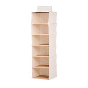 lot 3173 image: Honey-Can-Do SFT-01003 Hanging Closet Organizer, BambooCanvas, 6-Shelf, 1.5 x 13 x 14.5 inches