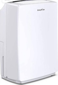 lot 3187 image: Inofia 30 Pint Dehumidifier for 1500 SQ FT Home Basements, Bedroom, Bathroom, Garage, Laundry Room, Grow Room, Office, Compact Electric Dehumidifiers for Quiet & Efficient Intelligent Humidity Control on SmallMedium Rooms