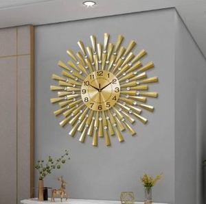 lot 3194 image: FLEBLE Large Wall Clocks for Living Room Decor Modern Gold Silent Wall Clock Battery Operated Non-Ticking for Bedroom Kitchen Office Home Decorative 24 Inch Retro Crystal Clocks Wall Decor for House