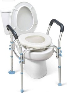 lot 3197 image: OasisSpace Stand Alone Raised Toilet Seat 300lbs - Heavy Duty Medical Raised Homecare Commode and Safety Frame, Height Adjustable Legs, Bathroom Assist Frame for Elderly, Handicap, Disabled