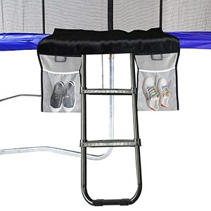 lot 3223 image: Eurmax USA Universal Trampoline Ladders with 2 Wide Skid-Proof Steps with Trampoline Storage BagBlack