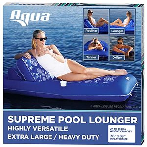 lot 3224 image: Aqua Luxury Recliner  Extra Large  Heavy Duty, Inflatable Pool Float for Adults  Pineapple Hibiscus