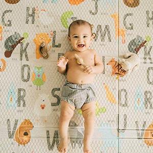 lot 3226 image: Toddleroo by North States 71 x 71 Folding ABC Play Mat - Extra large, designed to fit 6 panel or 8 panel Superyards. Foldable. Almost 36 square feet of play space (ABC multicolored)