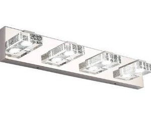 lot 3231 image: SOLFART 4 Lights Dimmable Modern Glass Stainless Steel Vanity Wall Light Over Mirror LED Bathroom Lighting Fixtures