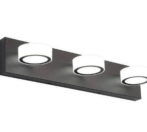 lot 3234 image: SOLFART LED Rotating Round Acrylic Vanity Light Fixtures Black Metal for Bathroom Modern Lighting 9550-3 White Light