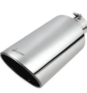 lot 3235 image: Upower 4 to 8 Exhaust Tip Mirror Polished 4 Inch Inlet 8 Inch Outlet Diesel Exhaust Tailpipe 18 Long 45 Degree Angle Cut Bolt-On Universal for Trucks Pickup Car
