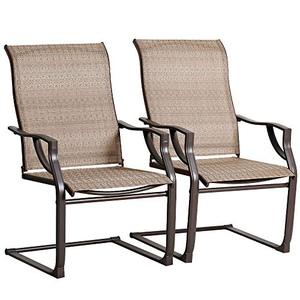 lot 3238 image: BALI OUTDOORS All-Weather Spring Motion Textile Patio Dining Chairs Set of 2 for Outdoor Lawn Garden Backyard