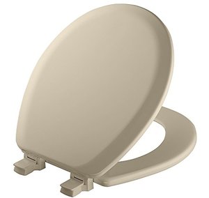 lot 3243 image: MAYFAIR 841EC 006 Cameron Toilet Seat will Never Loosen and Easily Remove, ROUND, Durable Enameled Wood, Bone