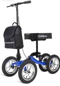 lot 3247 image: OasisSpace Shock Absorber All Terrain Knee Walker Scooter-with 12 Inches Durable Air Filled Wheels, Steerable Knee Walker Heavy Duty Crutches Alternative for Foot Injuries Ankles Surgery (Blue)