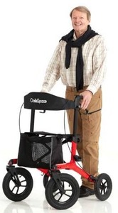 lot 3248 image: OasisSpace Pneumatic Rollator Walker with Seat - 12 Wheel Beach Aluminum Rollator Walker for Outdoors, Mobility Walking Aid for Elderly
