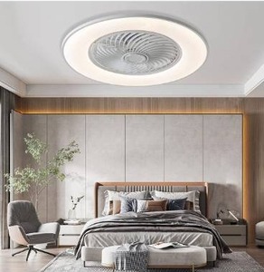 lot 3254 image: YANASO Ceiling Fan with Light Modern Bladeless Ceiling Fan with Remote Control Smart LED Dimmable Lighting Indoor Low Profile Ceiling Fan Flush Mount