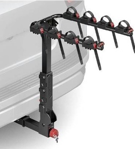 lot 3256 image: BougeRV Hitch Bike Rack Locking Feature Easy Assembly with 2 Hitch Receiver, Foldable 4-Bike Hitch Carrier Rack for Car, Pull for Trunk Access, fit for SUV and Truck (165LB Capacity)